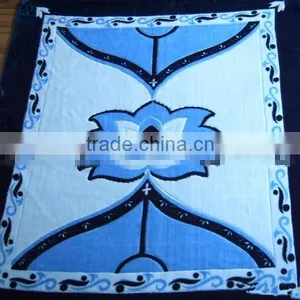100%polyester Raschel Blanket Blue Flowers Print Blanket 02 thumbnail-1