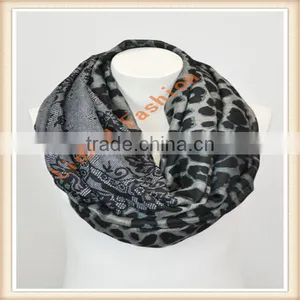 New Style Infinity Wool Fine Block Plaid With Flower Print Scarf thumbnail-1