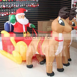 210cm Advrtising Inflatable Christmas Old Man Santa Claus on Christmas Elk Sleigh thumbnail-1