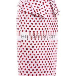 Grace Karin Occident Women's Vintage Retro Cotton Polka Dots Hips-Wrapped Skirt CL008928-1 thumbnail-3