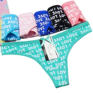 Yun Meng Ni Sexy Underwear Pretty Love Printed Grils Panties Cotton Thongs For Women thumbnail-5