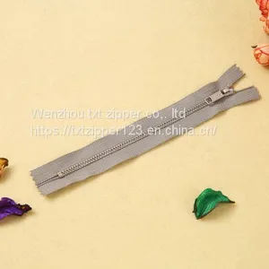 #3 #4 #5 #8 Metal Brass Zipper With Light Golden Platinum Teeth Close End thumbnail-1
