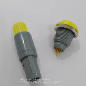 Push Pull Plastic One Keying Circular Plug and Socket Connectors 10pin With Yellow Nuts thumbnail-1