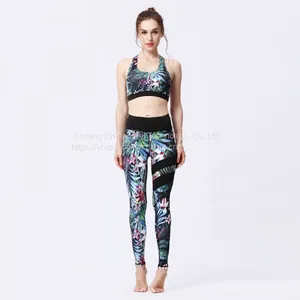 3D Print Sports Yoga Bra High Elastic Seamless Fashion Anti Cellulite Leggings Set thumbnail-3