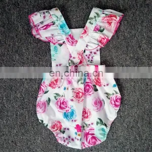 Beautiful Summer Newborn Baby Bodysuit Floral Cotton Infant Rompers thumbnail-3