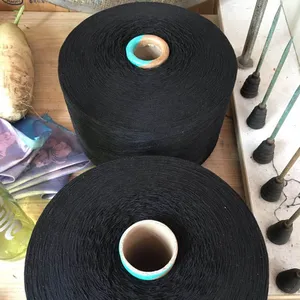 Factory Recycled/Regenerated Cotton and Polyester Open End Color Dyed Yarn for Gloves 10s Black Yarn thumbnail-1
