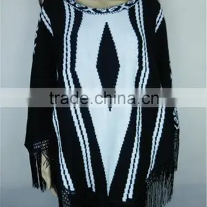 Ladies Elegant Design Popular Knitted Crochet Winter Poncho 2016 thumbnail-5
