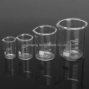 Chemistry Glassware Quartz Beaker Heat Resistant Quartz Glass Measuring Beaker Graduation Interval Glass Beaker With Spout thumbnail-1