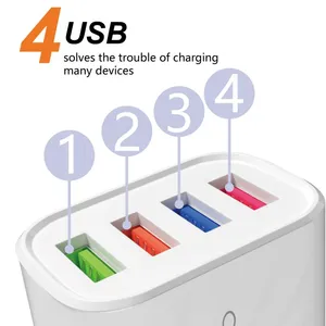 Hot Selling Quick Charge 2.0 US EU Charging Plug 4USB Port Suitable for Different Mobile Phones thumbnail-5