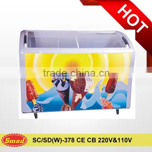 378L 220v&110v Mobile Glass Door Chest Deep Freezer thumbnail-1
