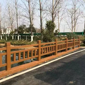 Imitation Wood Guardrails for Parks, Scenic Spots, Rivers, Fish Ponds, Anti - Collision Reinforced Concrete Imitation Rattan Railings, Rural Wood - Grain Fences, Manufacturer thumbnail-5