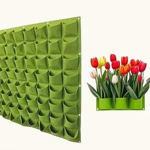 Eco-friendly Felt Multi-pocket Vertical Hanging Garden Planter Breathable Wall Mounted Grow Bags for Vegetables thumbnail-2