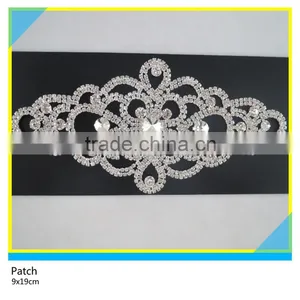 Rhinestone Cup Chain Jewelry Applique Sew on Glass Stone Chain Trimming Patch 6x21.5cm thumbnail-2