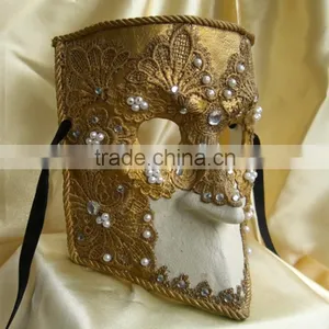 Hot Sell on Ebay Venice Mask Masquerade Birthday Party Mask Black Lace Half Face Venetian Mask With Drills Decoration thumbnail-1