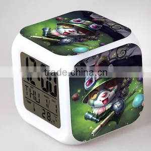 New LOL Rengar LED Digital Alarm Clock Thermometer Glowing Led Alarm Clock Snooze 7 Colors Change Automatically thumbnail-1