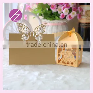 Hot Sale Laser Cut Customizable Style Beautiful Butterfly Wedding Seat Card Elephant /Baby Carriage Wedding Favor Candy Box thumbnail-1