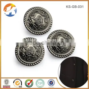 Embossed Logo Gunmetal Metal Sewing Shank Button thumbnail-3