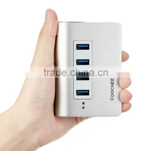 CooCheer 2015 Ultra Mini Bus-Powered Aluminum Super Speed 4 Ports USB 3.0 HUB for Macbook-Silver Color AM000073 thumbnail-4