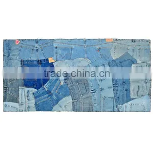 Natural Fibres Designer Denim Patchwork Rug thumbnail-1