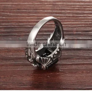 Costume Jewellry Wholesale Skull Engagement Ring for Women With Black Stone thumbnail-4