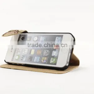 Flip Phone Case Wood PU Case Cover for Iphone Brand Compatible thumbnail-1