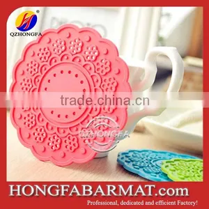 Flower Design Silicone Pad Galore Rubber Cup Mat thumbnail-1