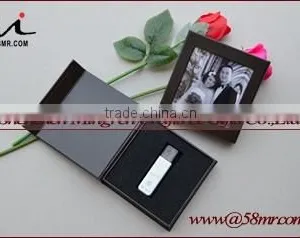 Empty USB Gift Storage Packaging Box Linen Leather Paper With Photo Frame thumbnail-5