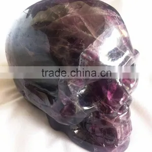 Natural Semi-precious Gemstone Purple Fluorite Skull thumbnail-3