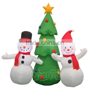Inflatable Snowmen With Tree Lighted Christmas Yard Decor thumbnail-1