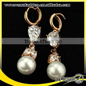 Crystal New Arrival Hanging Double Sided Pearl Earring, Fake Pearl Earrings thumbnail-3