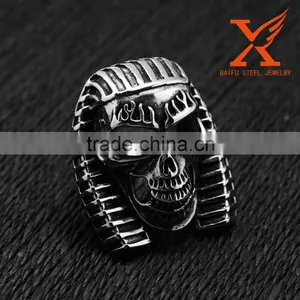 In Stock 316L Stainless Steel Jewelry Men's Garden Flower Classic Indian Skull Ring for Man Punk Style thumbnail-1