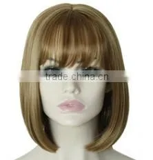 Synthetic Hair Wigs Blonde Full Bang Bob Short Wigs for Black Women Cheap Natural Head Resistant Fiber Cosplay thumbnail-1
