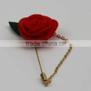 2016 Men Brooch Flower Lapel Pin Suit Boutonniere Fabric Pin Button Stick Flower Brooches Pin For Weddiing thumbnail-1