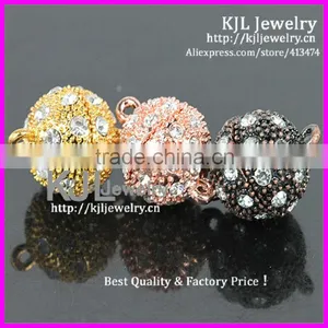 KJL-A0243 Wholesale Jewelry DIY 14x14x20mm Gold Pink Black Tone Magnetic Rhinestone Paved Clasp,Fashion Jewelry Clasps thumbnail-1