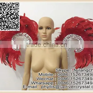 Sexy Cheap Fashion Red Headpiece Wings Samba Party Costume thumbnail-2