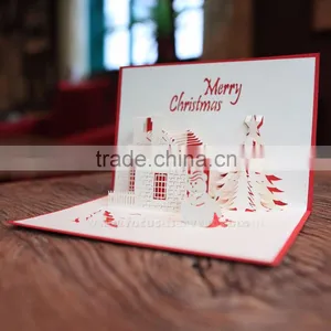 3D Handmade Greeting Card Christmas Castle Card Creative Hot Holiday Greeting Cards thumbnail-2