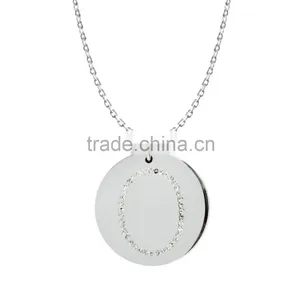 Silver/Brass in 14k White Gold or Rose Gold Collection in Italics Alphabet 'O' Customize Design Pendants thumbnail-1