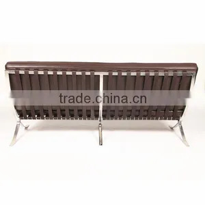 Modern Leather Armless Sofa Barcelona Sofa 3 Seater thumbnail-6