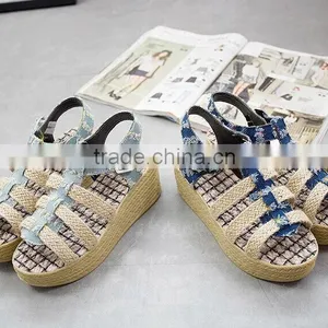 2015 New Summer Denim Middle-heel Sandals Wholesale thumbnail-1