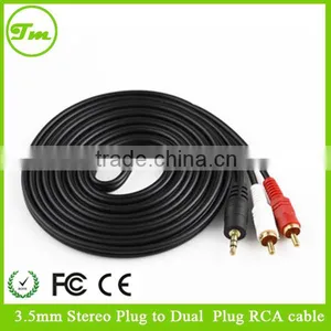 12' ft 3.5MM (1/8") Stereo Male to Dual RCA Plugs Premium Audio Cable Wire thumbnail-1