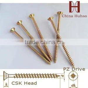 Long Size Coating Yellow Zinc PZ Drive Chipboard Screw Fibre Board Nail to Wood Partial Thread thumbnail-2