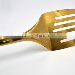 Nice Appearance China Manufacturer Gold Plating Stainless Steel Frying Slotted Turner thumbnail-5