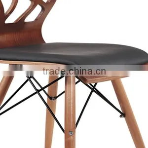 2015 New Leatherette Cushion Plywood Dining Chairs With Wooden Legs thumbnail-5