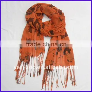Fashion Ladies Costume Flower Printed Long Polyester Scarf (FCH-11283-8) thumbnail-1