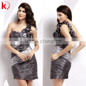 One Shoulder Prom Cocktail Dress Floral Embellished Fantasy Cocktail Dress 2014 thumbnail-1