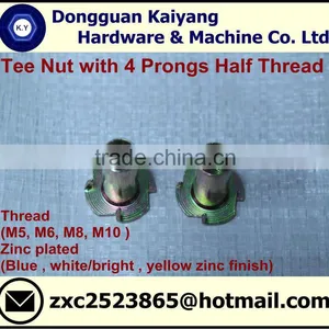 4 Prongs Tee Nut; T Nut (Half Threaded) for Furniture; M5, M6, M8, M10 thumbnail-4