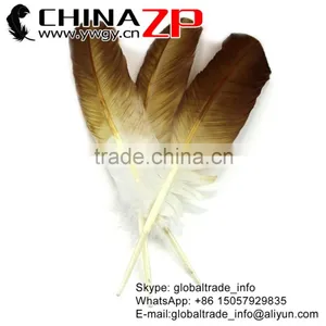 Leading Supplier CHINAZP Wholesale Plume Dyed Bulk Gold Metallic Half Dipped Bicolourable Turkey Feathers thumbnail-1