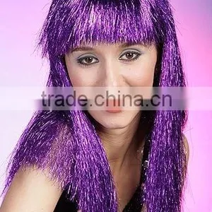 Wild Cherry Wig, Tinsel Synthetic Wigs,purple Football Fans Wigs thumbnail-3