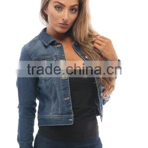 Womens Basic Button Down Denim Jean Jacket thumbnail-1