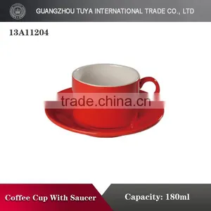 Straight Coffee Cup With Saucer Colour Glaze Cup Set thumbnail-1